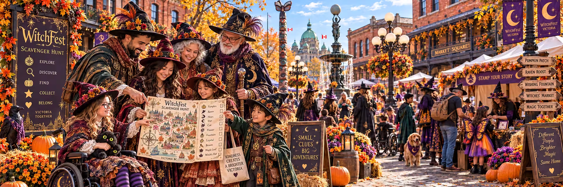 Community gathering at WitchFest in Market Square, Victoria