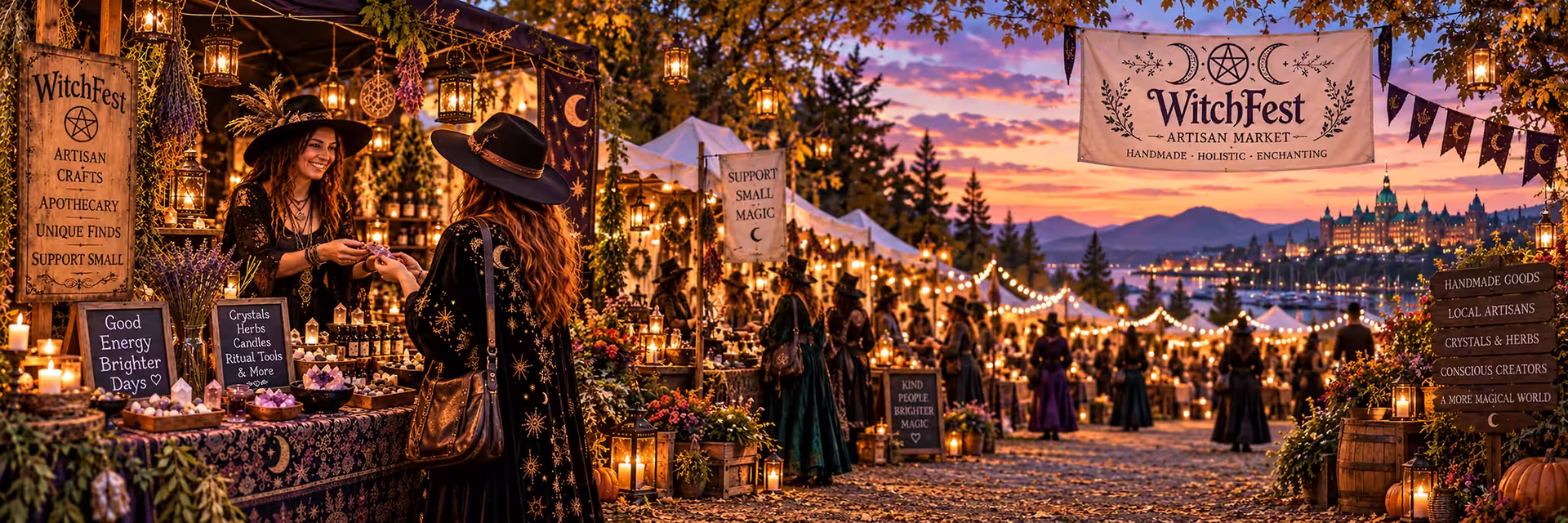 Artisan vendor marketplace at WitchFest, Market Square, Victoria